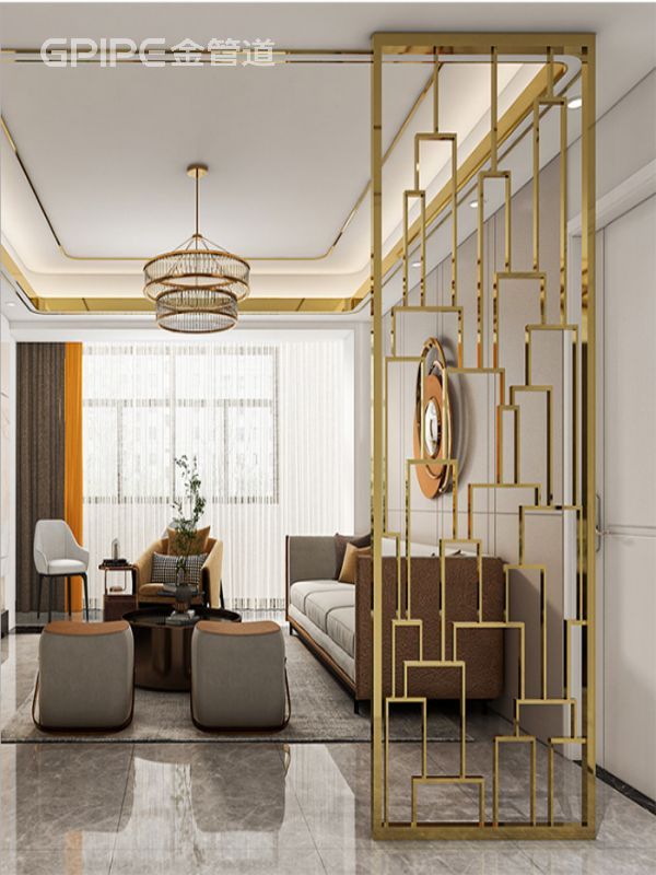 客廳多邊形不銹鋼屏風